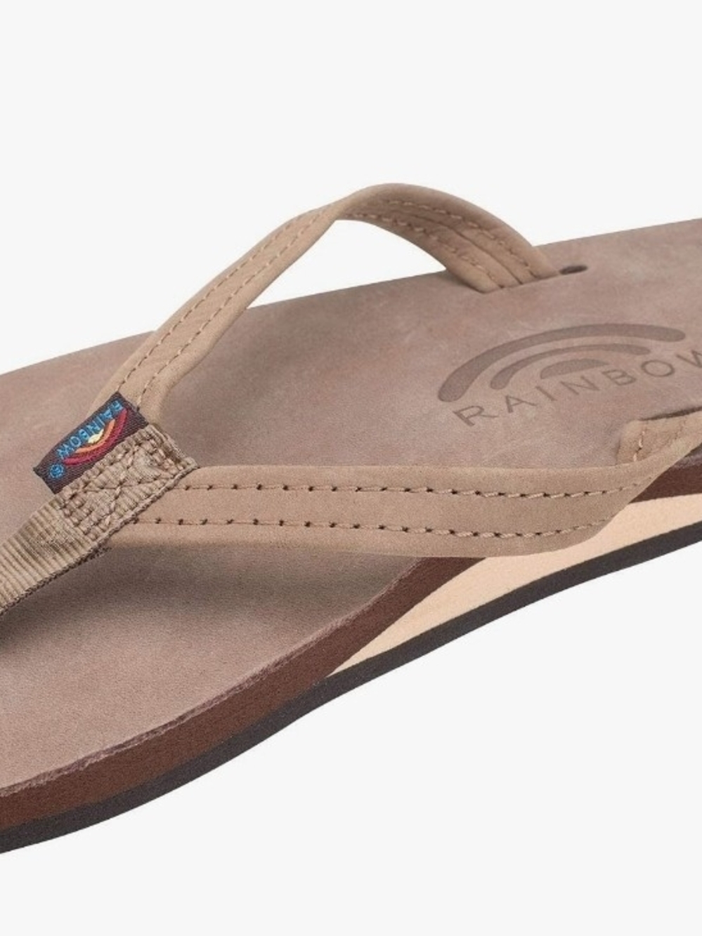 Rainbow Sandals Men's Tan Leather Strap Flip Flop